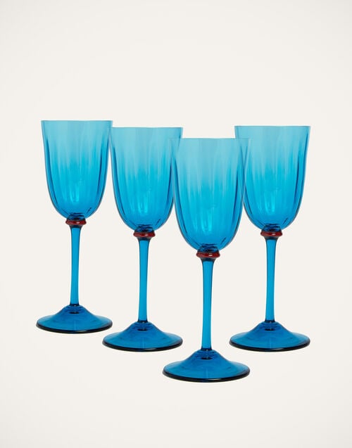 la doublej Wine Glass Set of 4 Azzuro in Murano Glass