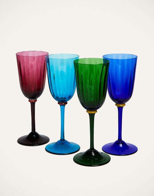 la doublej Wine Glass Set of 4 Rainbow in Murano Glass