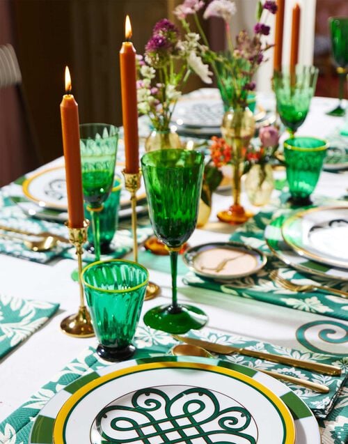 La Doublej Wine Glasses Set Of 2 Green In Murano Glass