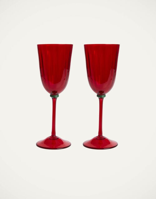 la doublej Wine Glasses Set Of 2 Red in Murano Glass