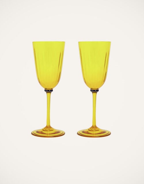 la doublej Wine Glasses Set Of 2 Yellow in Murano Glass