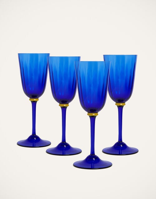 la doublej Wine Glasses Set Of 4 Blue in Murano Glass