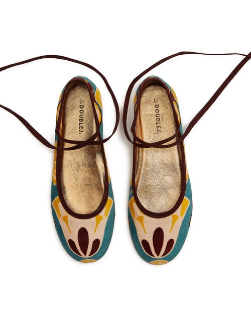 La Doublej Winter Ballerina Flats Dendera Light Blue In Cotton Velvet