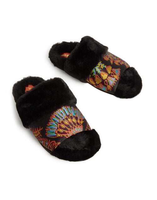 La Doublej Winter Slides Sicomore Black In Jacquard