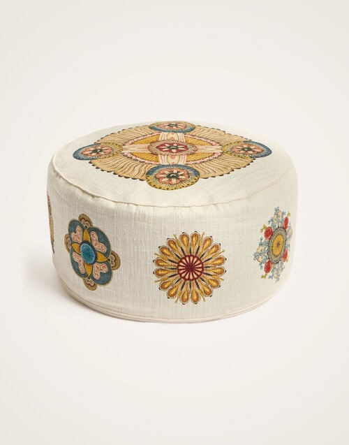 la doublej Zafu Meditation Cushion Nucleus Placée Off White in Rustic Cotton