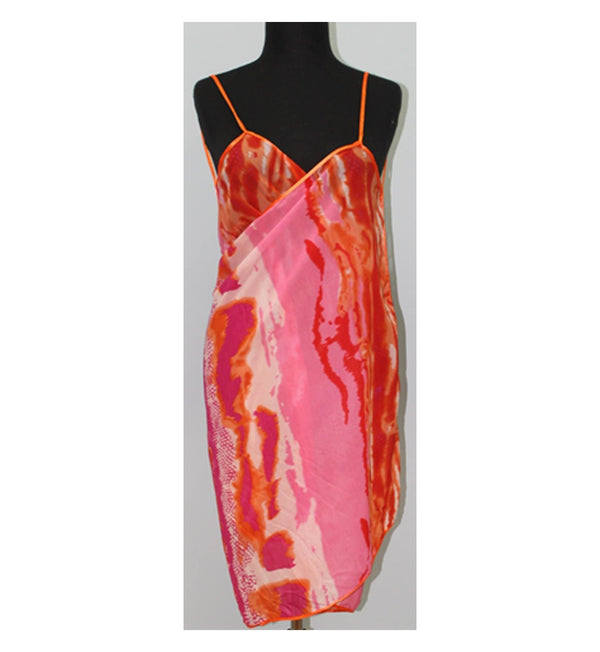 la fiorentina Beach Cover Up Ocean Coral Print - Orange