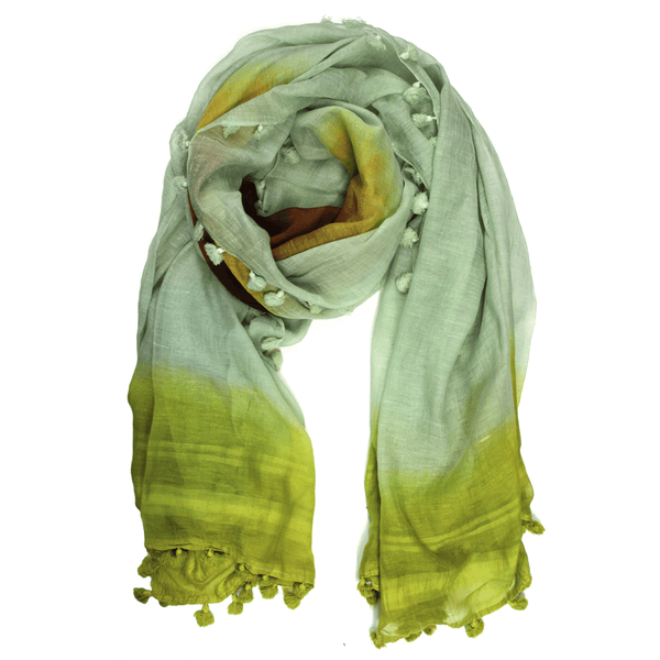 la fiorentina Bulls Eye Ombre Scarf with Fringe - Lime/Cafe