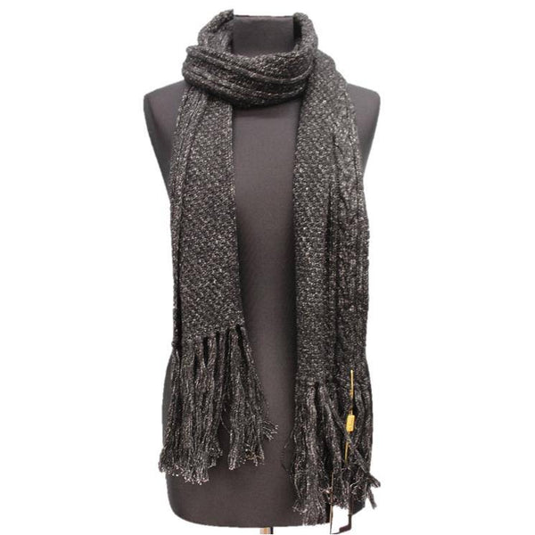 la fiorentina Cable Knit Boucle Tweed Scarf - Charcoal Grey la fiorentina Cable Knit Boucle Tweed Scarf - Charcoal Grey