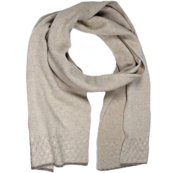 la fiorentina Cable Knit Cashmere Blend Scarf - Beige/Brown la fiorentina Cable Knit Cashmere Blend Scarf - Beige/Brown