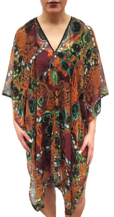 La Fiorentina Chain Print Beach Cover Up - Brown/Green