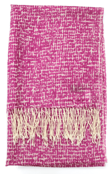 La Fiorentina Checkerboard Print Wool Scarf - Fuchsia