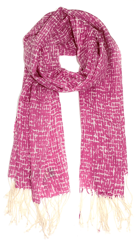 La Fiorentina Checkerboard Print Wool Scarf - Fuchsia