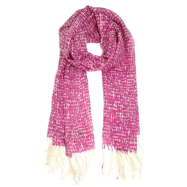 la fiorentina Checkerboard Print Wool Scarf - Fuchsia