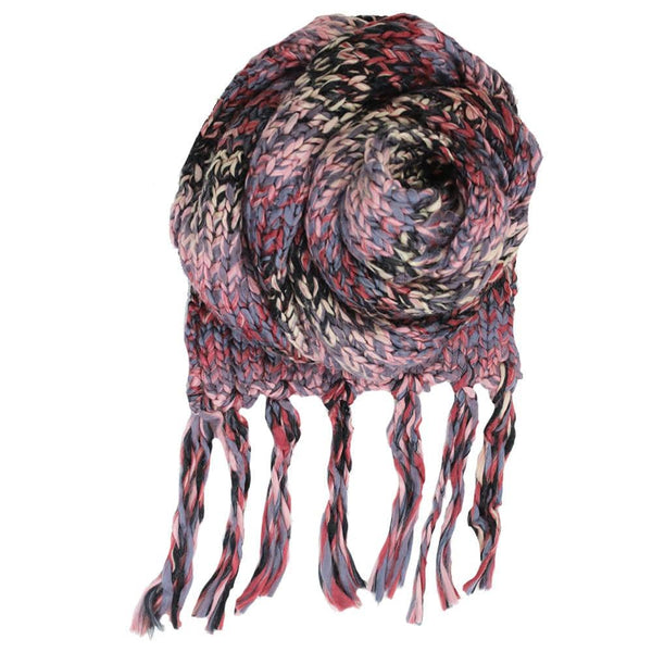 la fiorentina Chunky Marbled Knit Fringe Muffler - Multicolor