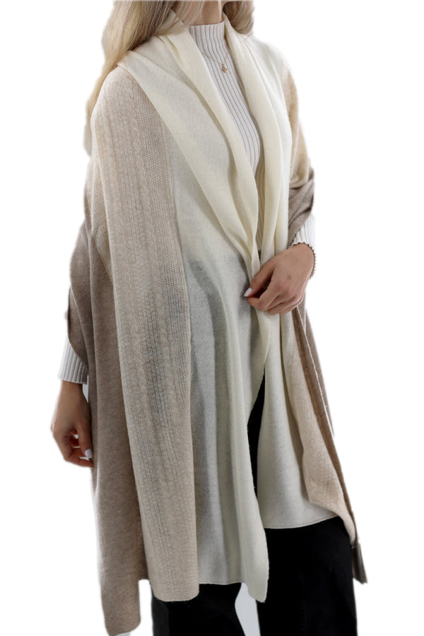 la fiorentina Color block Cashmere Blend Scarf - Ivory/Beige One Size la fiorentina Color block Cashmere Blend Scarf - Ivory/Beige One Size