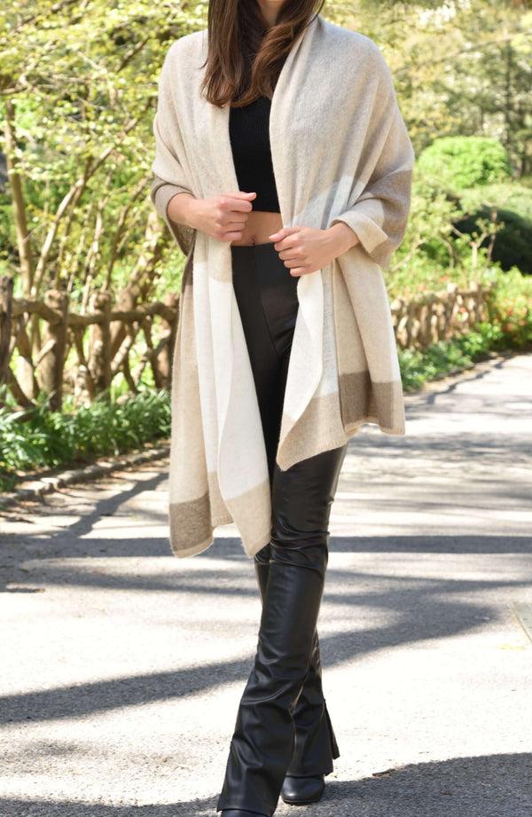 la fiorentina Colorblock Cashmere Blend Scarf - Beige - One Size (26x80 inches)
