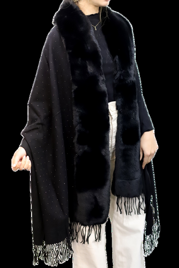 La Fiorentina Faux Trim Wrap With Embellishments - Black
