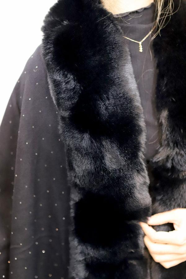 La Fiorentina Faux Trim Wrap With Embellishments - Black