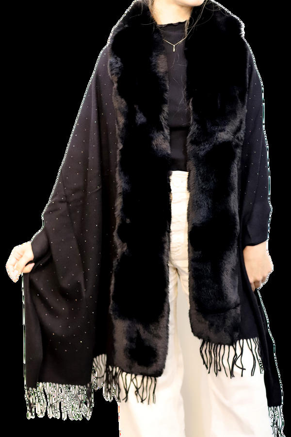 la fiorentina Faux Trim Wrap with Embellishments - Black
