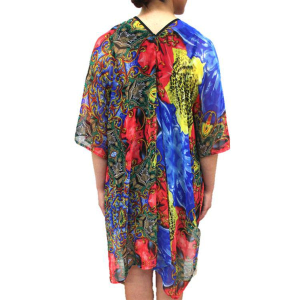 La Fiorentina Floral Beach Cover Up - Red/Blue/Yellow