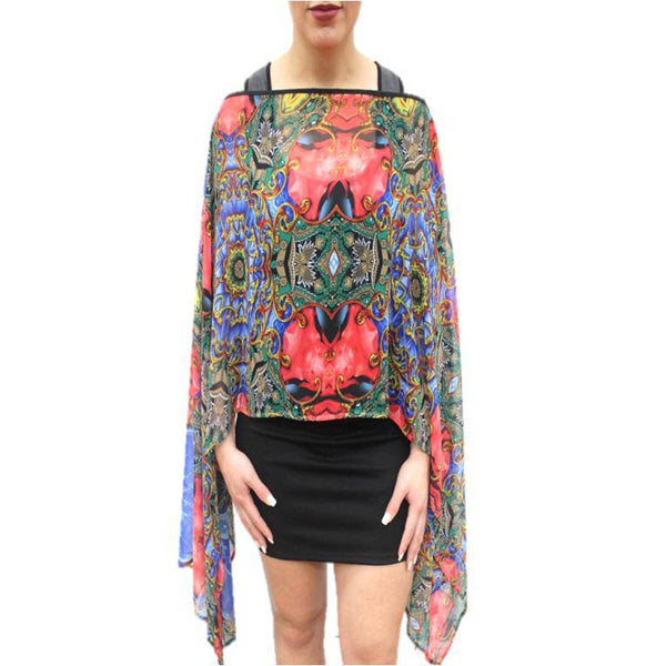 La Fiorentina Floral Beach Cover Up - Red/Blue/Yellow
