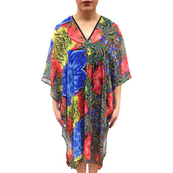 la fiorentina Floral Beach Cover Up - Red/Blue/Yellow