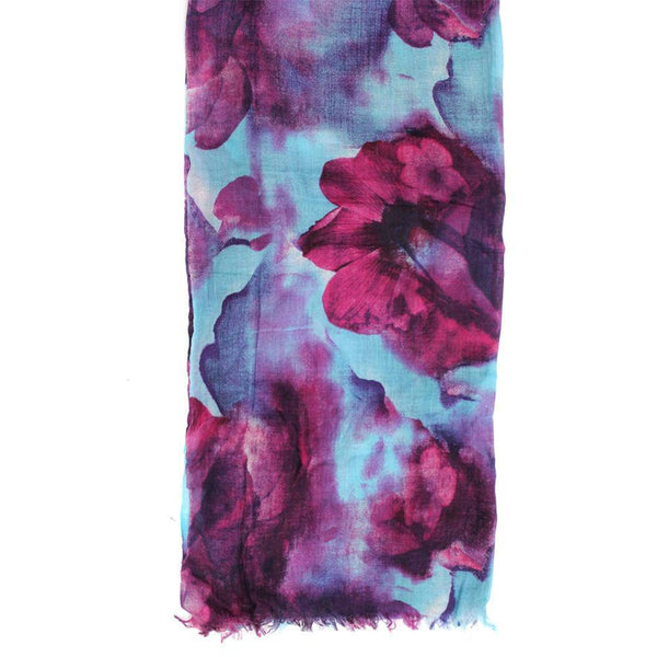 La Fiorentina Floral Cashmere Blend Scarf With Self Fringe