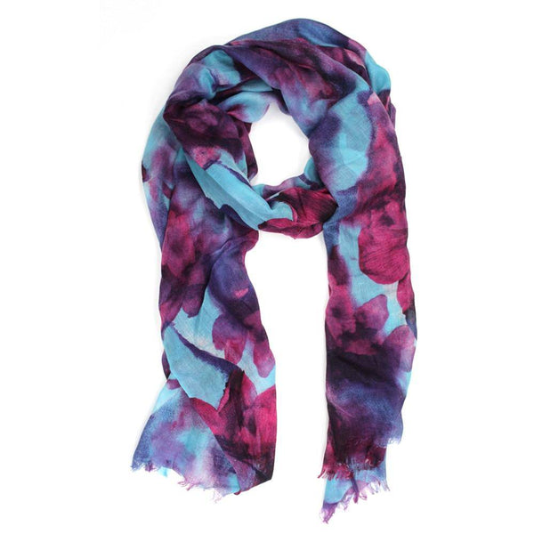 la fiorentina Floral Cashmere Blend Scarf with Self Fringe