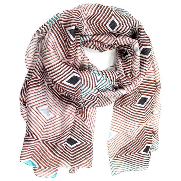 la fiorentina Geometric Diamond Silk Scarf-Black/Brown