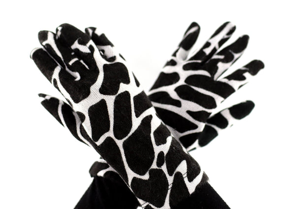 La Fiorentina Giraffe Print Scarf And Glove Set-Black/White