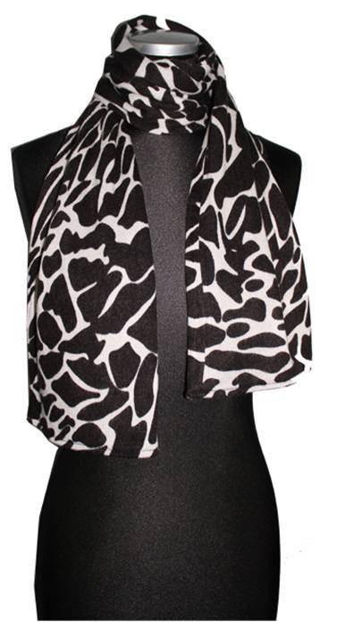 La Fiorentina Giraffe Print Scarf And Glove Set-Black/White