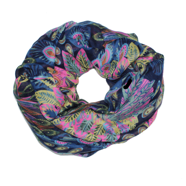 La Fiorentina Infinity Peacock Print Scarf - Yellow Combo