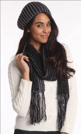 la fiorentina La Fiorentina | 2 PC Set. Two tone Scarf and Beret - Black