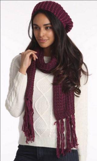 la fiorentina La Fiorentina | 2 PC Set. Two tone Scarf and Beret - Purple