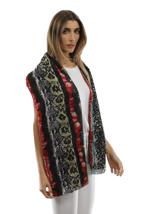 La Fiorentina La Fiorentina Abstract Animal Print Scarf - Black
