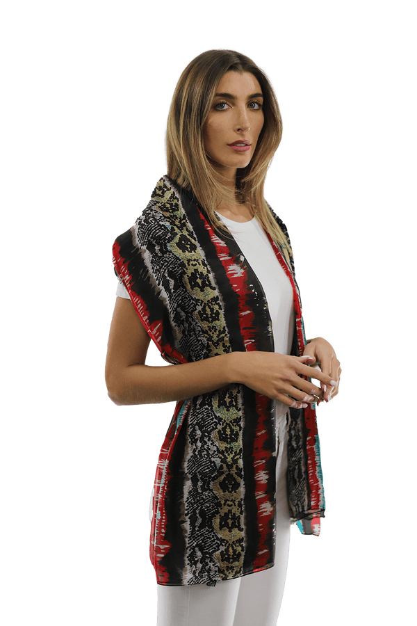 La Fiorentina La Fiorentina Abstract Animal Print Scarf - Black