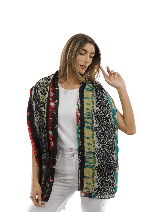 La Fiorentina La Fiorentina Abstract Animal Print Scarf - Black