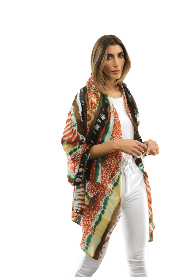 La Fiorentina Abstract Animal Print Scarf - Orange