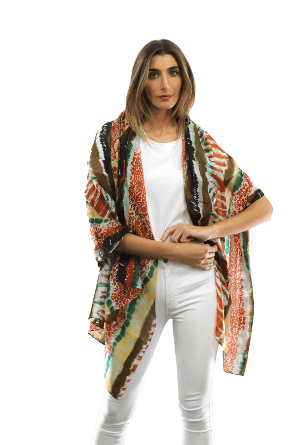 la fiorentina Abstract Animal Print Scarf - Orange