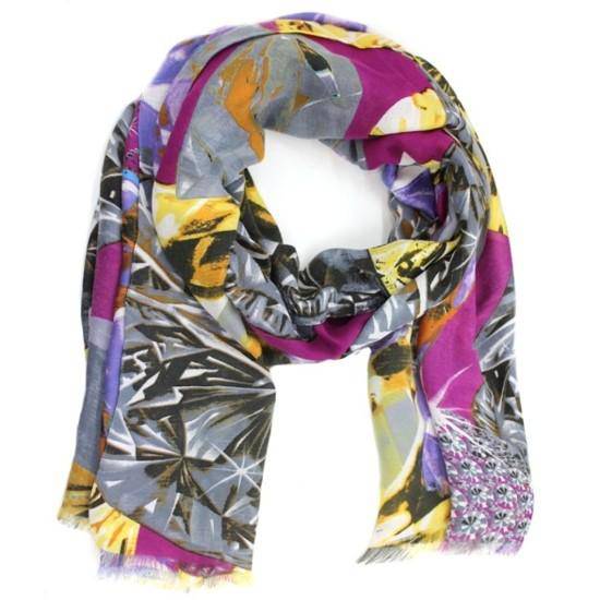 La Fiorentina Abstract Print Scarf - Pink Multi