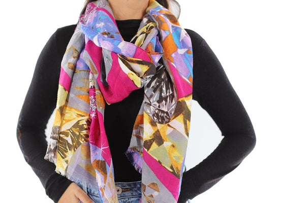 la fiorentina Abstract Print Scarf - Pink Multi la fiorentina Abstract Print Scarf - Pink Multi