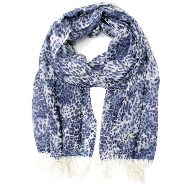 la fiorentina Animal Print Cashmere Scarf - Navy