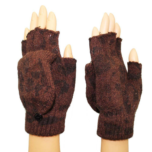 La Fiorentina Animal Print Pop Top Glove-Brown