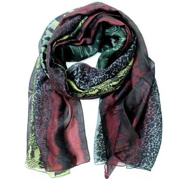la fiorentina Animal Print Silk Scarf - Olive