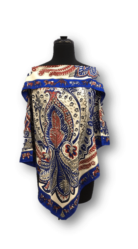 la fiorentina Blue Silk Like Woven Poncho
