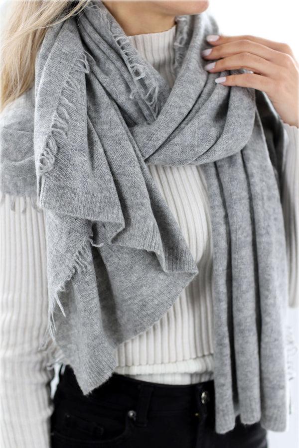 La Fiorentina Box Knit Cashmere Blend Scarf - Grey