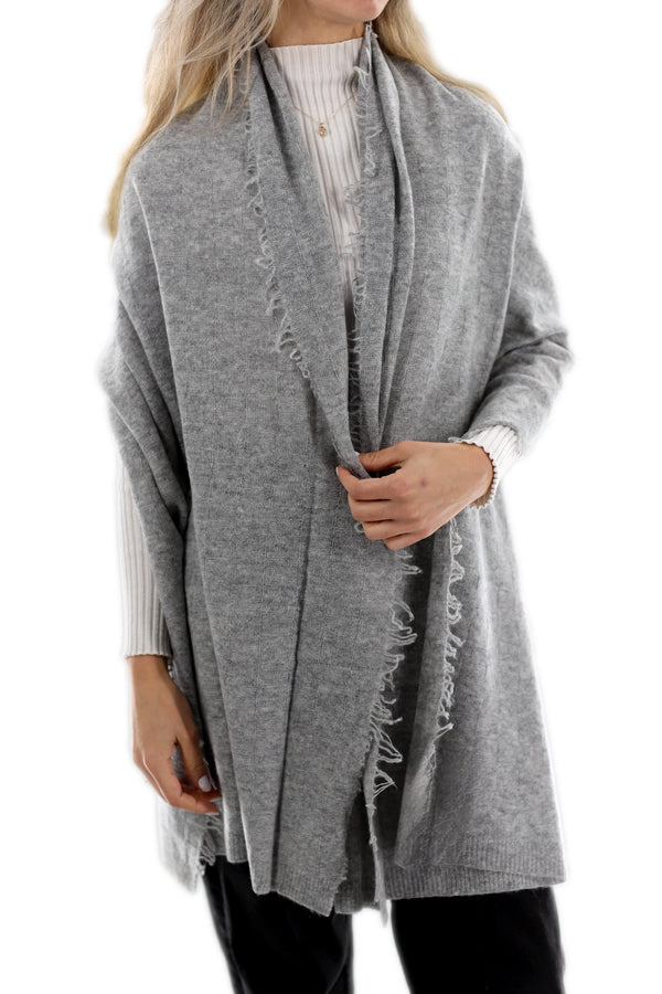 La Fiorentina Box Knit Cashmere Blend Scarf - Grey