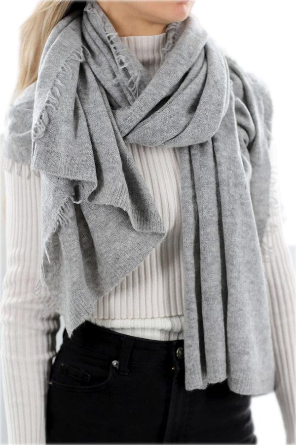 la fiorentina Box Knit Cashmere Blend Scarf - Grey