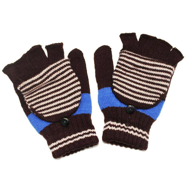 La Fiorentina Brown Flip Top Striped Mitten