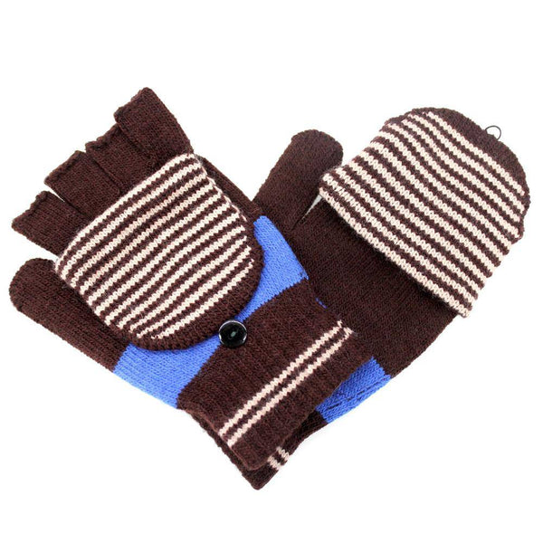 la fiorentina Brown Flip Top Striped Mitten